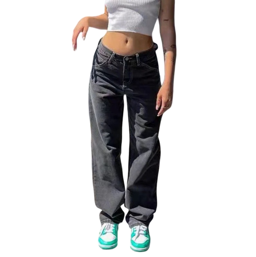 Frauen Breite Bein Baggy Jeans