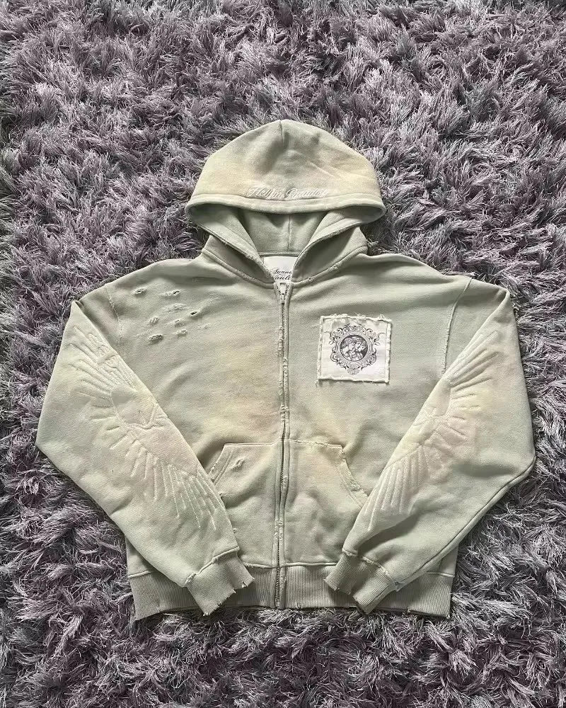 Y2K Harajuku Pflaume Baum Zipper