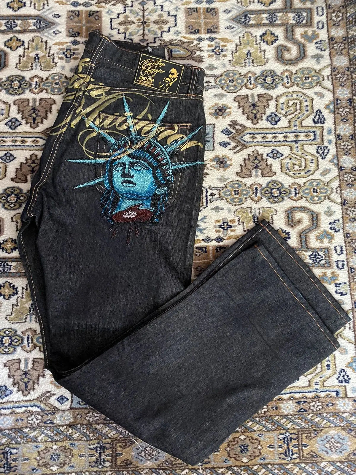 Vintage Freiheitsstatue Diamanten Jeans