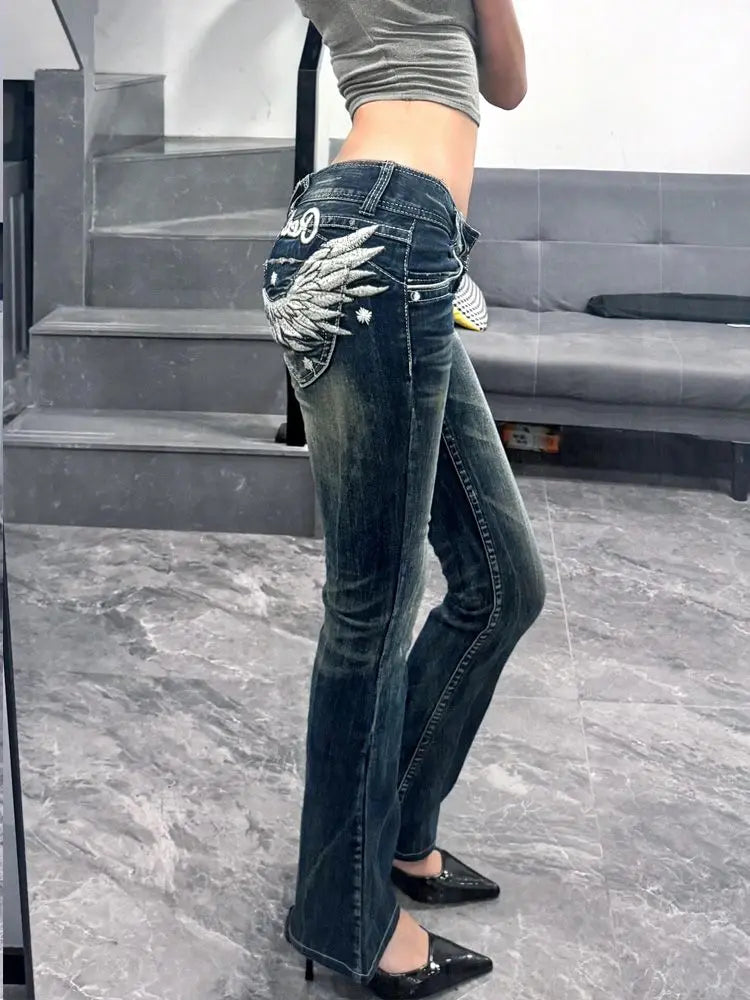 Amerikanische Flügel-Stickerei Low Waist