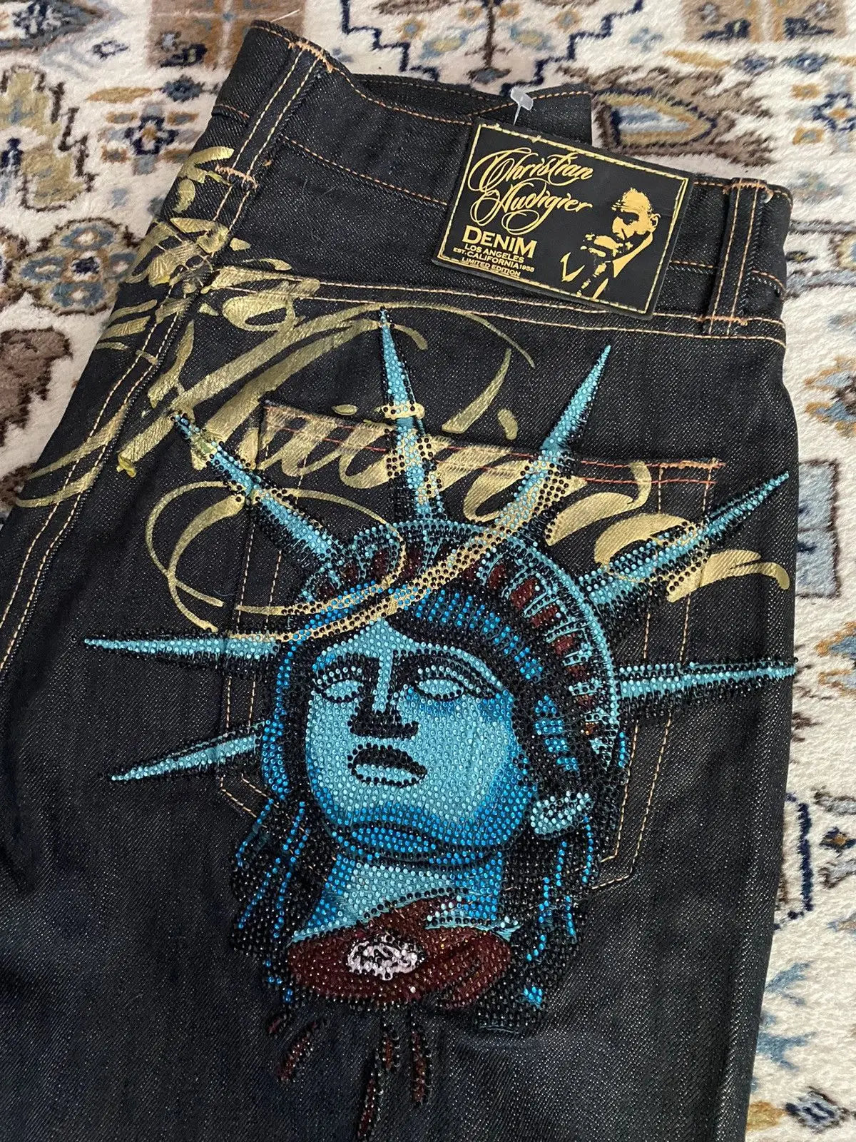 Vintage Freiheitsstatue Diamanten Jeans