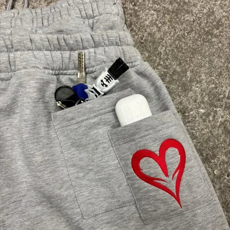 Y2K Doppel Streetwear Grau Für Männer Und Frauen