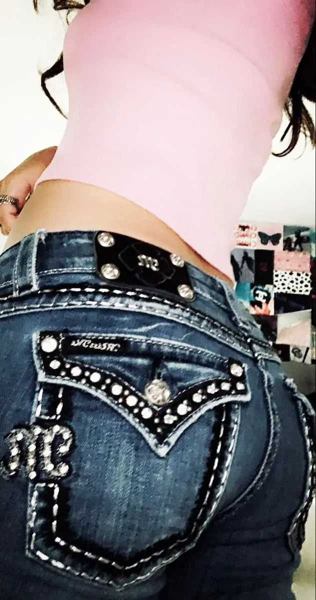 Diamant Stickerei Vintage Low Rise